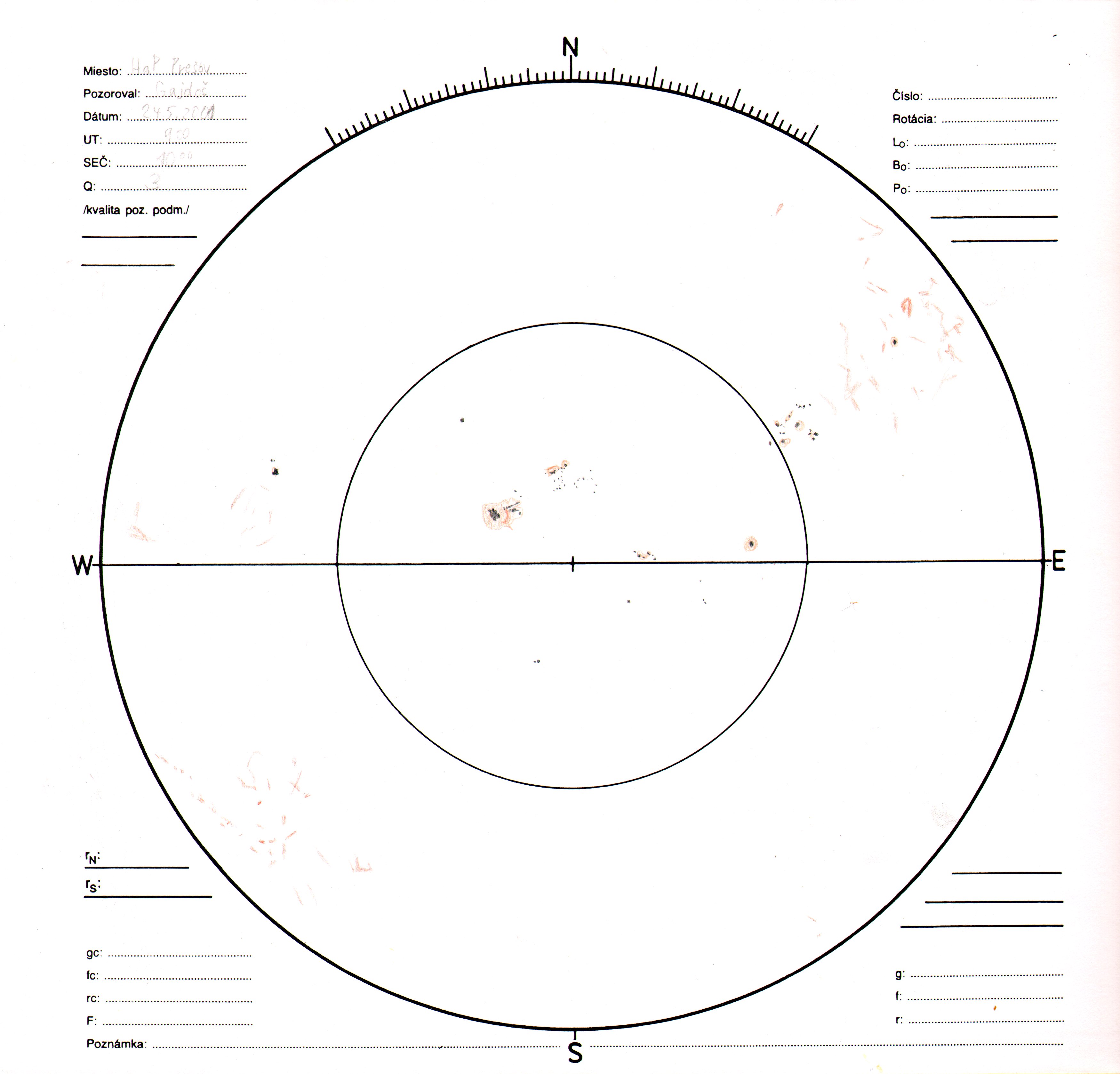 Obrázok zákresu Slnka na deň 24.05.2001